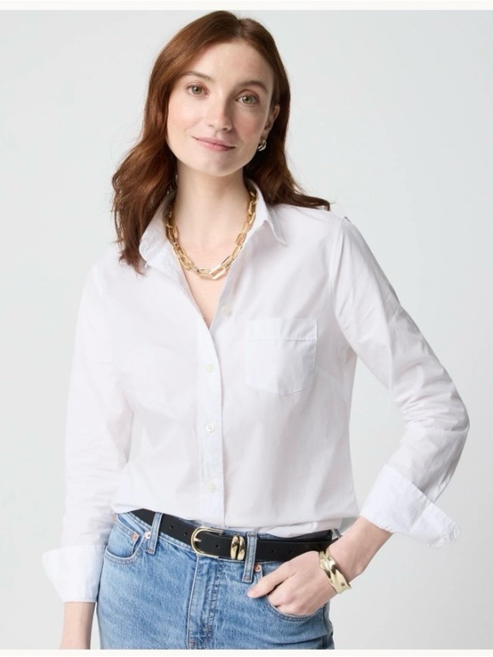 J.CREW - women’s white poplin shirt - size 12P
